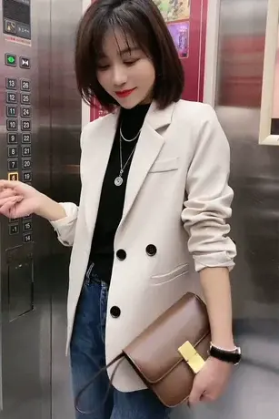 西装外套女短款炸街小个子宽松英伦风休闲春秋小西服上衣时尚女装图片