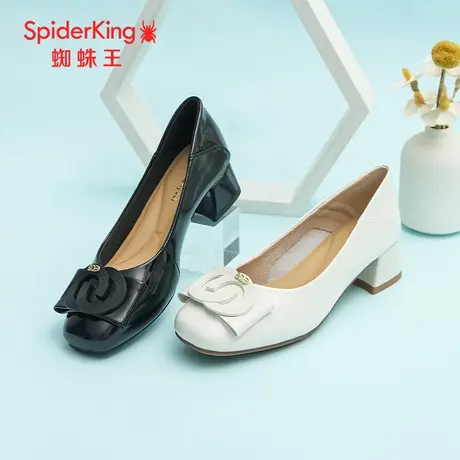 SPIDER KING/蜘蛛王女单鞋羊皮2025春商场新款漆皮通勤小高跟软底商品大图