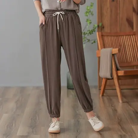 dza 高腰显瘦运动哈伦裤子女春秋长裤宽松收腿裤百搭直筒裤休闲裤商品大图