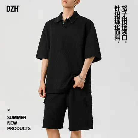 青少年时尚休闲套装男高级感痞帅2025新款短裤短袖polo衫夏季男装图片