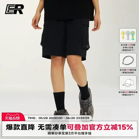 ER字母工装短裤男2025夏季潮牌五分裤宽松休闲美式运动短裤女商品大图