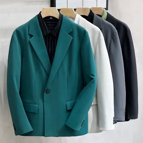 小西装男士秋季高端商务正装韩版潮流帅气休闲修身黑色西服外套男图片