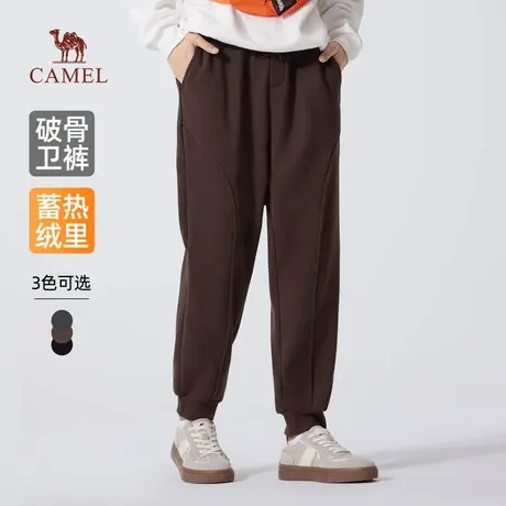 骆驼男装休闲卫裤男2025新款冬季棉感加绒保暖宽松弹力束脚长裤子商品大图