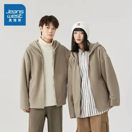 G5真维斯男装2025春季新款时尚潮流简约百搭男女同款摇粒绒外套图片