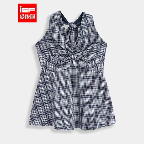 IEF/爱依服2025夏季新款美式性感小女人气质格子显瘦系带背心上衣图片