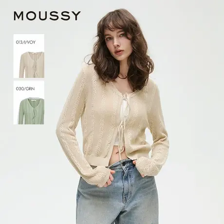 MOUSSY 2025夏季新品优雅淑女风花边领系带针织开衫028ISZ70-0671商品大图