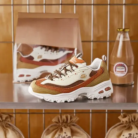Skechers斯凯奇奶茶熊春夏季款女鞋枫糖拿铁老爹鞋鞋灯芯绒熊猫鞋商品大图