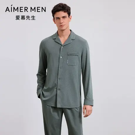 爱慕先生25秋海藻家居服睡衣男士可外穿翻领开衫长袖NS41M521商品大图