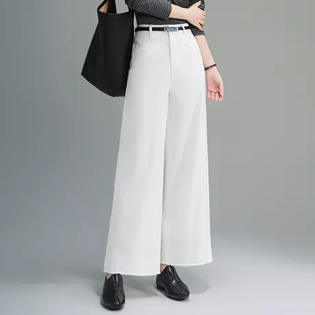 白色阔腿裤女2025秋季新款高腰宽松垂感休闲裤时尚显瘦通勤长裤子商品大图