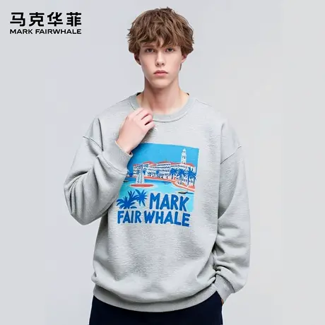 马克华菲 deer 美式海边房屋印花新款秋季宽松潮流卫衣外套男女款图片