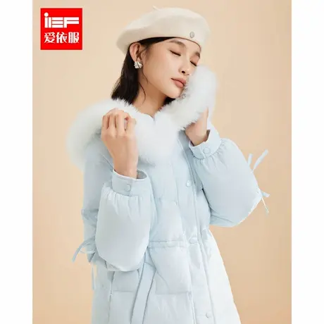 IEF/爱依服2024冬季新款法式甜美温柔风白鸭绒保暖羽绒中长款外套商品大图