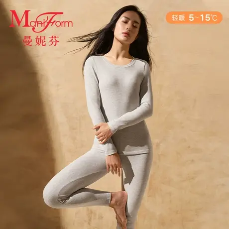 曼妮芬圆领上衣打底暖衣女士舒适棉质秋衣内搭打底衫商品大图