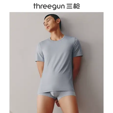 三枪男T恤夏季新品舒适透气排汗莫代尔凉感圆领男士短袖打底图片