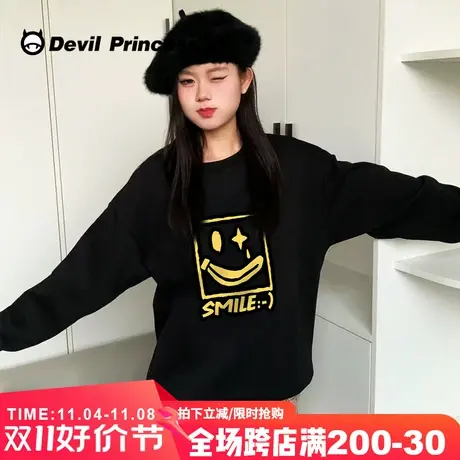 下衣失踪街头hiphop嘻哈风黑色卫衣女大版超火设计感小众套头上衣商品大图