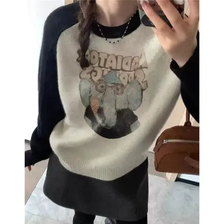 女装新品卡通半高领毛衣女款2023新款秋冬爆款冬季针织打底衫上衣图片