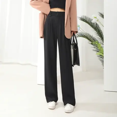 西装阔腿裤女垂感高腰显瘦直筒西裤小个子裤子休闲女裤加长拖地裤商品大图