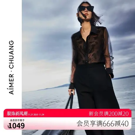 爱慕·CHUANG玫瑰系列网布复合立领长袖上衣CA810801图片