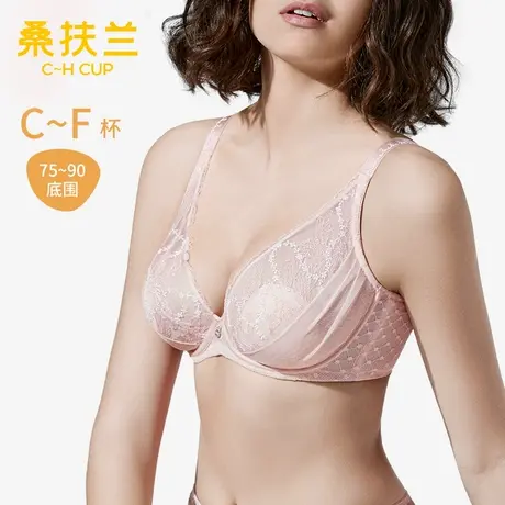 桑扶兰超薄兔耳朵大胸显小文胸防下垂聚拢侧收副乳聚拢大码内衣女图片