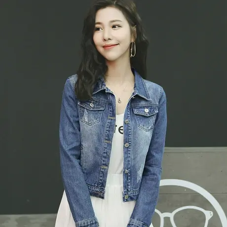牛仔外套女短款修身韩版潮显瘦学生长袖春秋牛仔服上衣时尚修身69商品大图