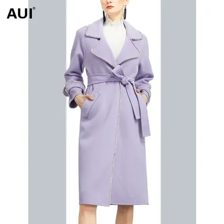 紫色轻奢气质女神范毛呢外套女冬2022新款高级感宽松时尚呢子大衣图片