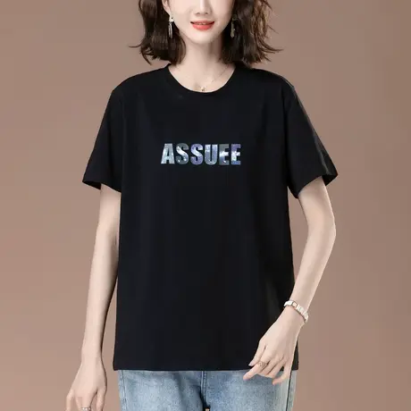 妈妈夏装新款纯棉T恤女短袖加肥加大码女装宽松中年休闲显瘦体恤图片