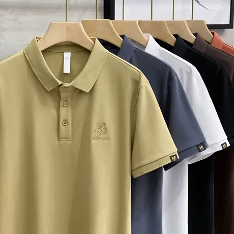 虎头刺绣polo衫男短袖潮牌商务休闲宽松男装翻领上衣男士高端t恤商品大图