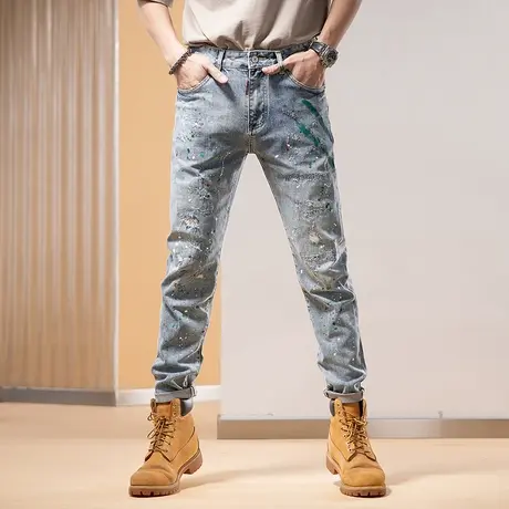 Modi Nick/摩帝尼克破洞牛仔裤男士休闲裤子直筒个性百搭水洗男款商品大图