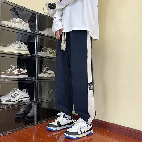 高街vibe束脚卫裤男款春秋潮牌宽松阔腿青少年运动裤潮流休闲裤子图片