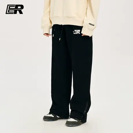 ！er字母刺绣休闲裤男秋美式高街国潮牌直筒长裤休闲宽松运动裤商品大图