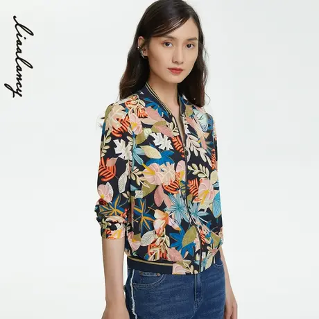 LANCY/朗姿女装【从林】经典印花短款夹克外套女真丝同款专柜奥莱图片