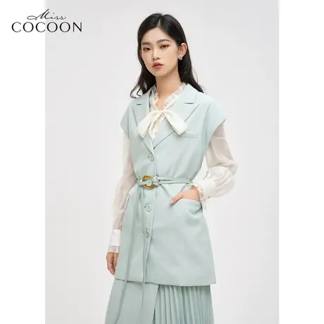 miss COCOON无袖西装马甲女2023新款春季通勤气质设计感背心马夹商品大图