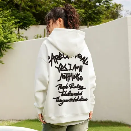 Nuthink美式加绒加厚卫衣潮牌男女同款春季大码保暖情侣款外套潮商品大图