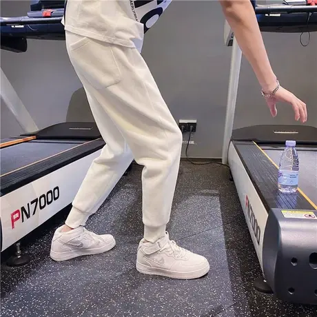 男秋季裤子休闲裤哈伦裤卫裤宽松潮流束脚运动裤纯色百搭帅气ins图片