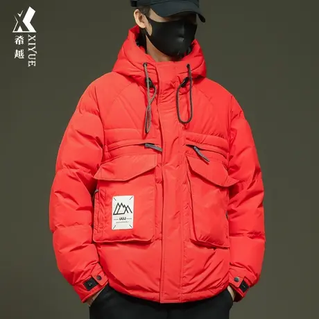 希越2024本命年红色羽绒服男冬季保暖宽松大码白鸭绒男士棉服外套商品大图