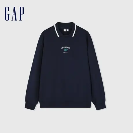 Gap男女装春季2024新款LOGO双领宽松廓形运动卫衣情侣上衣885521图片