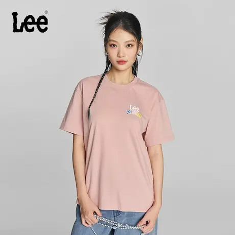 Lee24早春新品Oversize渐变Logo印花女短袖T恤休闲潮LWT0082214LE图片