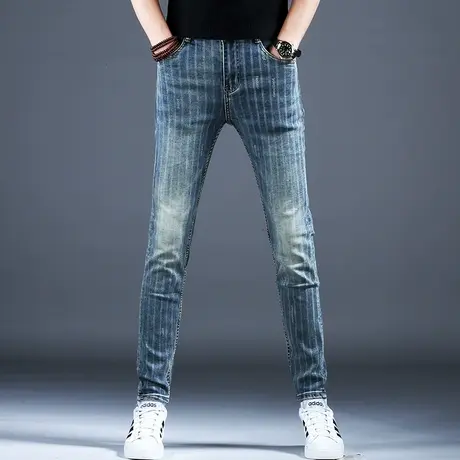 男士条纹牛仔裤男款高端潮牌2024新款春夏弹力美式痞帅高级感裤子商品大图