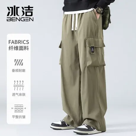 冰洁工装裤子男士春夏季2024新款美式潮牌宽松直筒阔腿休闲裤长裤商品大图