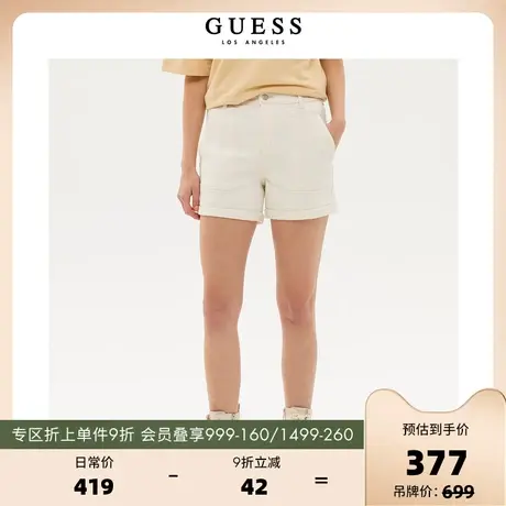 GUESS23新女超大口袋设计中腰翻边显瘦a字牛仔短裤-Q3PD43D51V0图片