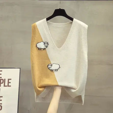 v领针织马甲背心女2023秋装新款宽松外穿上衣外搭马夹毛衣坎肩潮商品大图