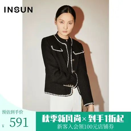 [触感香风]恩裳COVER秋羊毛混纺粗花呢肌理感小香风外套商品大图