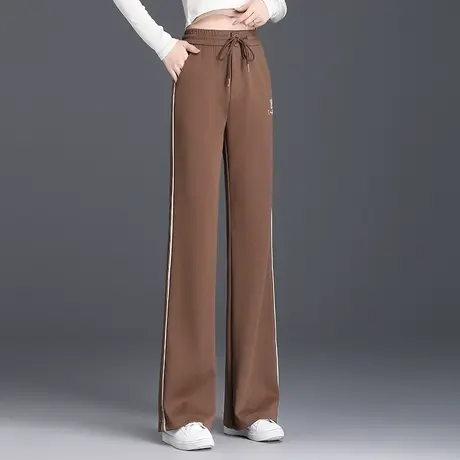 时尚高腰阔腿裤女秋季2023新款遮胯显腿长百搭休闲长裤条纹阔腿裤图片