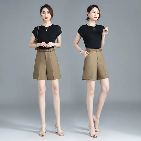 西装短裤女夏季薄款高腰显瘦a字阔腿裤2023年新款宽松垂感休闲裤商品大图