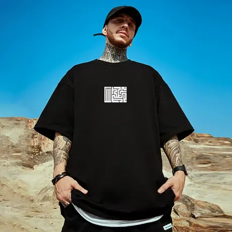 宽松T恤简约短袖男加肥加大五分袖纯棉肥佬大码男装夏季半袖体恤商品大图