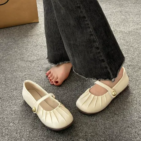 单鞋女2023年夏季新款晚晚风温柔圆头豆豆鞋孕妇百搭ins平底瓢鞋商品大图