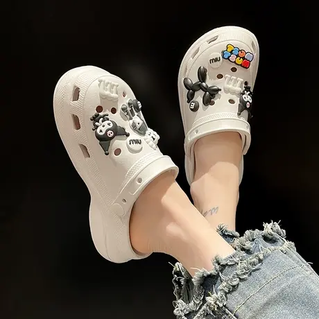 增高洞洞鞋女外穿可爱气球狗厚底两穿夏季沙滩防滑包头凉拖鞋商品大图