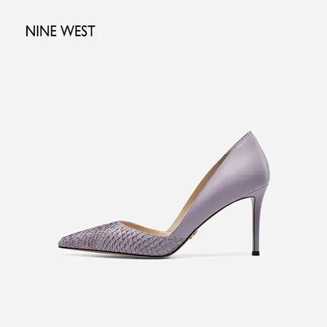 Nine West/玖熙细跟尖头鱼皮革婚鞋春新款优雅宴会奢贵单鞋高级感商品大图