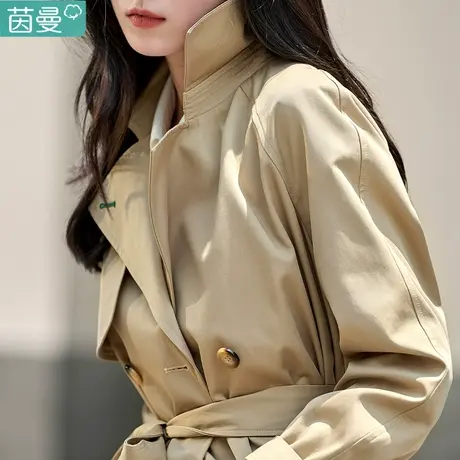 茵曼旗舰店系带中长款风衣外套女式2023年春季新款气质高级感大衣图片