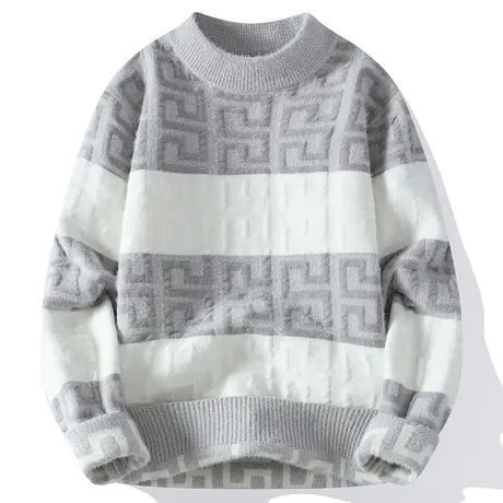 潮男秋冬毛衣青少年水貂绒针织衫男孩子半高领打底衫百搭修身线衣商品大图