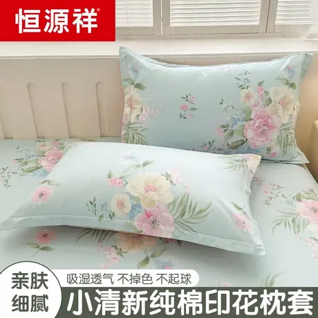 恒源祥纯棉小清新枕套一对装单只家用枕头套48x74cm全棉枕芯内胆图片